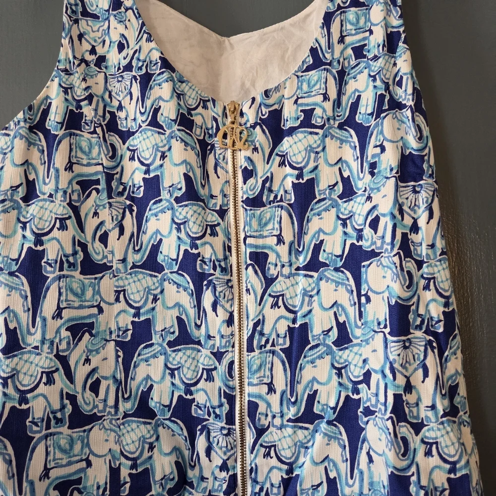 Lilly Pulitzer Cathy Shift Dress In Blue Elephant Print Size 0 - Picture 5 of 7